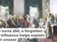 This painting depicts the Constitutional Convention in 1787. The Founding Fathers leaned on French philosopher Montesquieu as they designed the Constitution. GraphicaArtis/Archive Photos via Getty